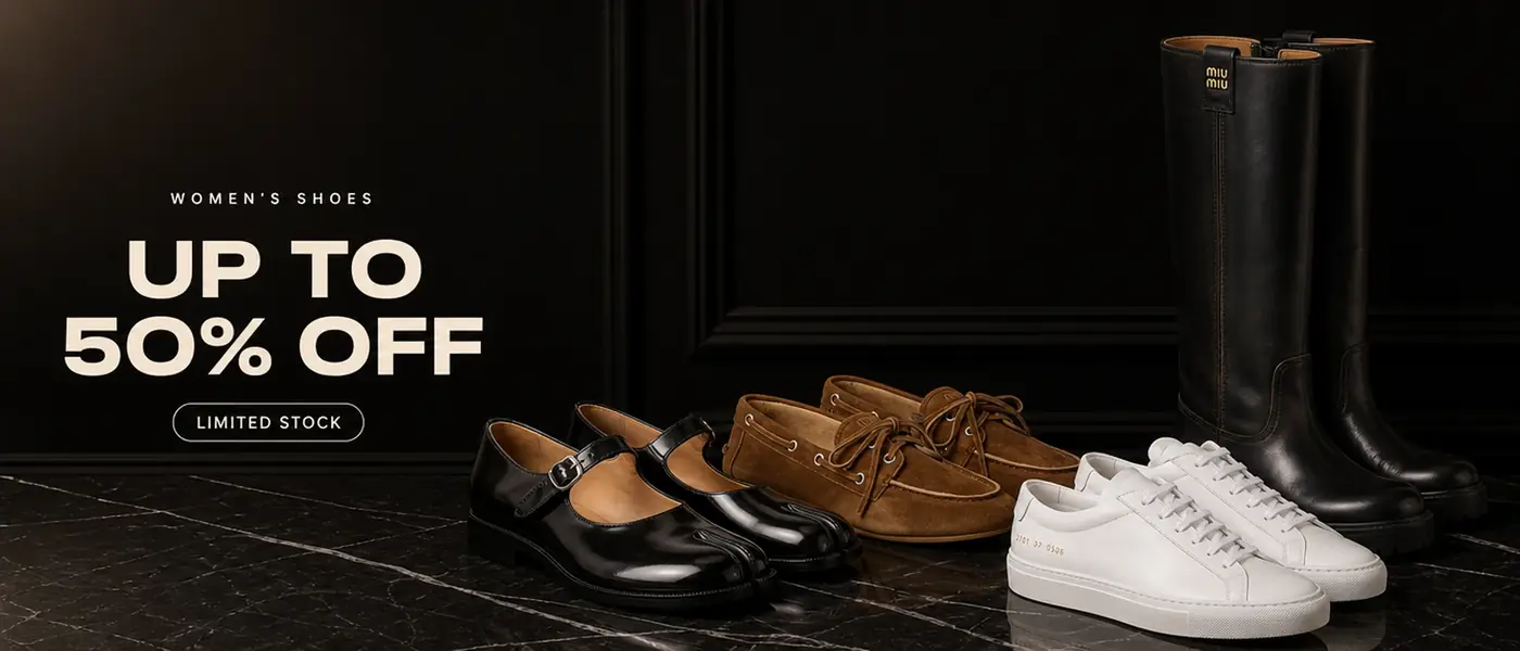 Women'S Shoes. Up To 50% Off. Limited Stock. Maison Margiela Tabi leather Mary-Jane shoes, Miu Miu logo-embossed suede loafers, Common Projects Original Achilles leather sneakers and Miu Miu leather boots