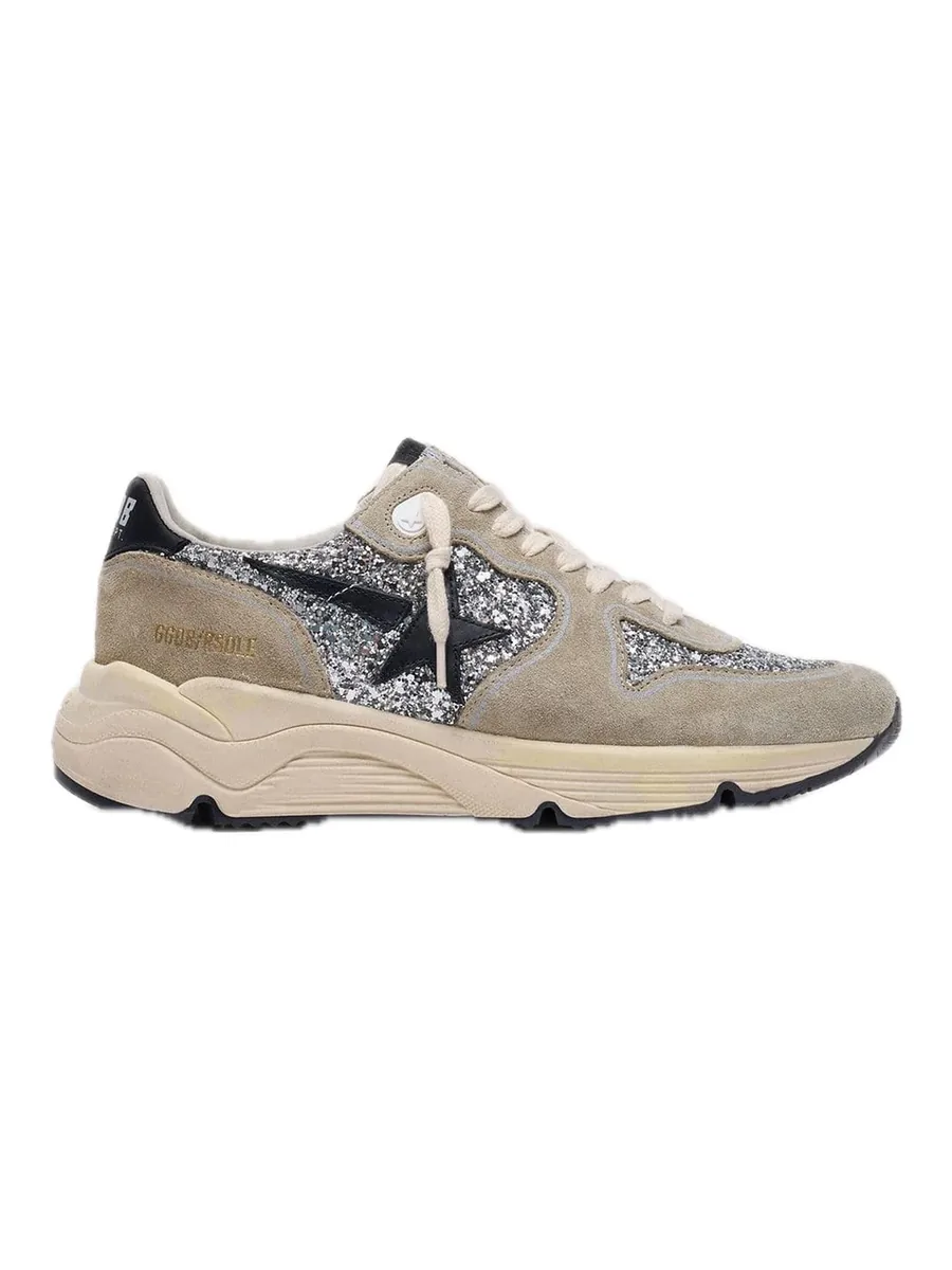 Grey Leather Trainers, front view