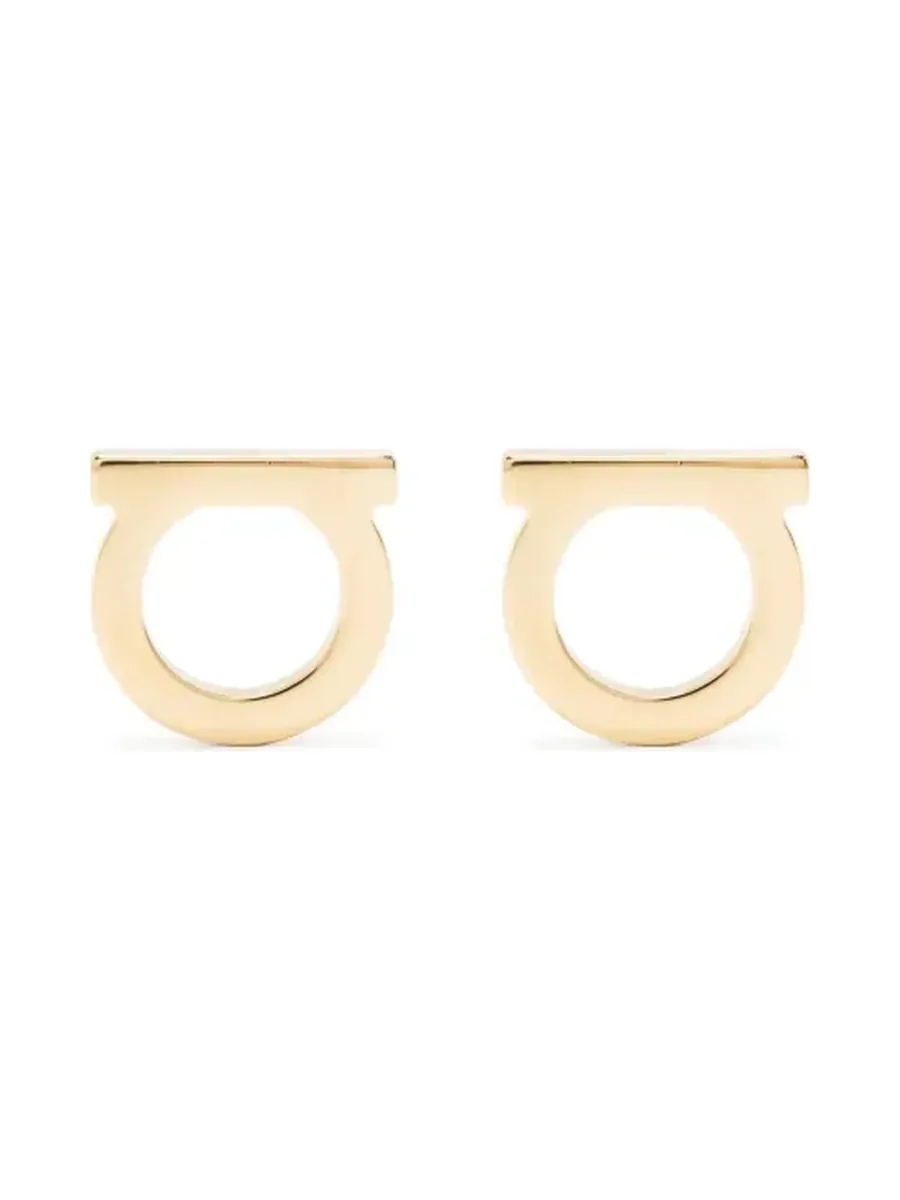 Pair of gold-tone stud earrings in the Gancini shape