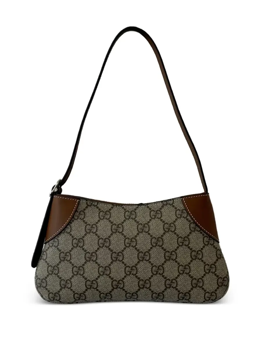 Brown Cotton Shoulder Bag, front view