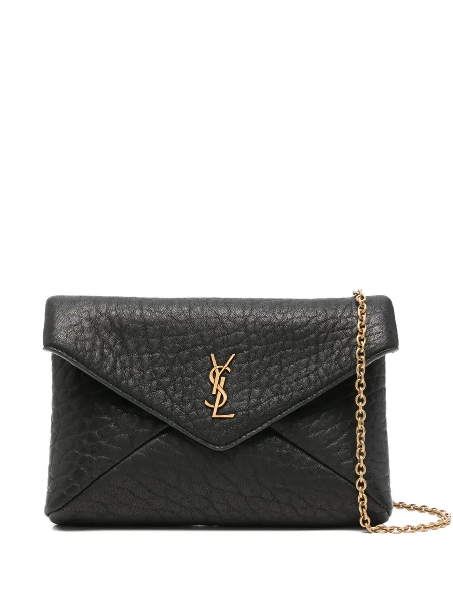 Black Leather Shoulder Bag, front view