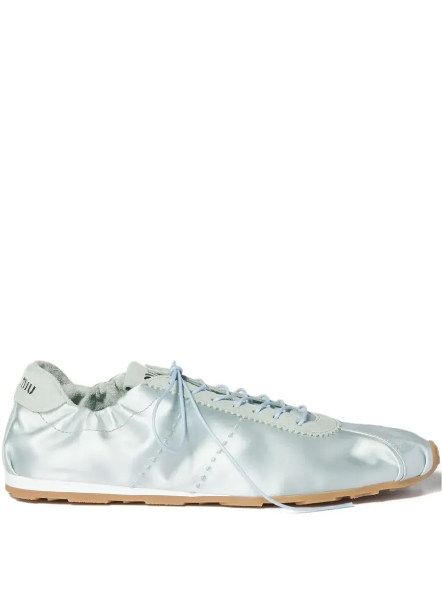 Blue Silk Sneakers, front view