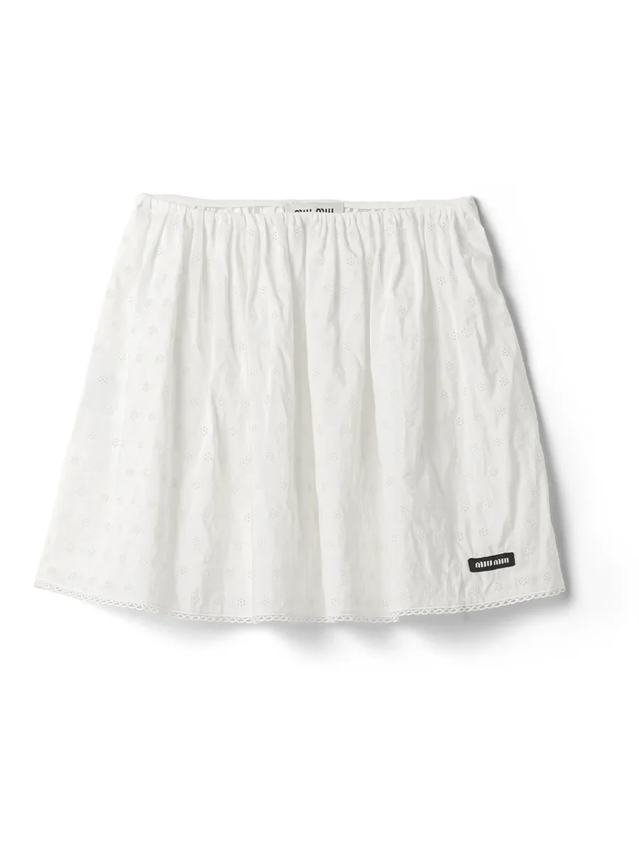 White Cotton Skirt, front view