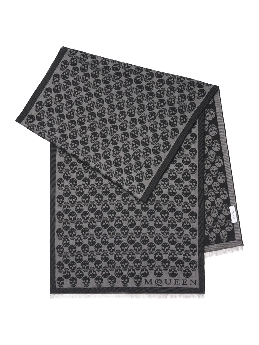 Grey Wool Scarf, front view