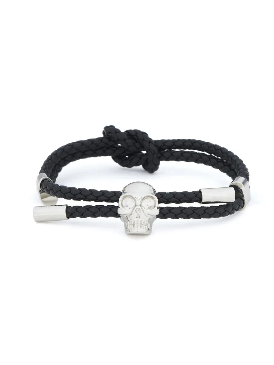 Black Leather Bracelet, front view