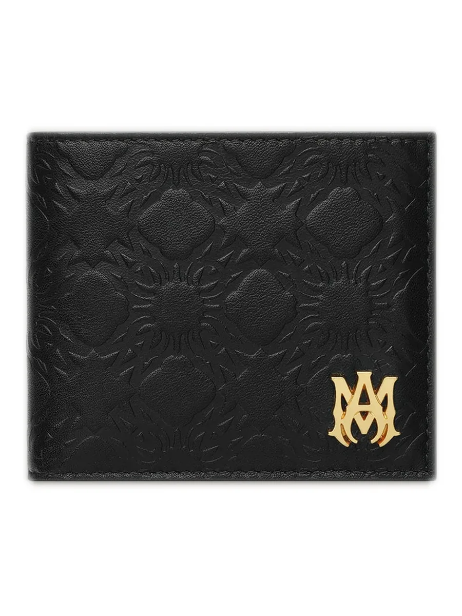 Black Leather Compact Wallet, front view