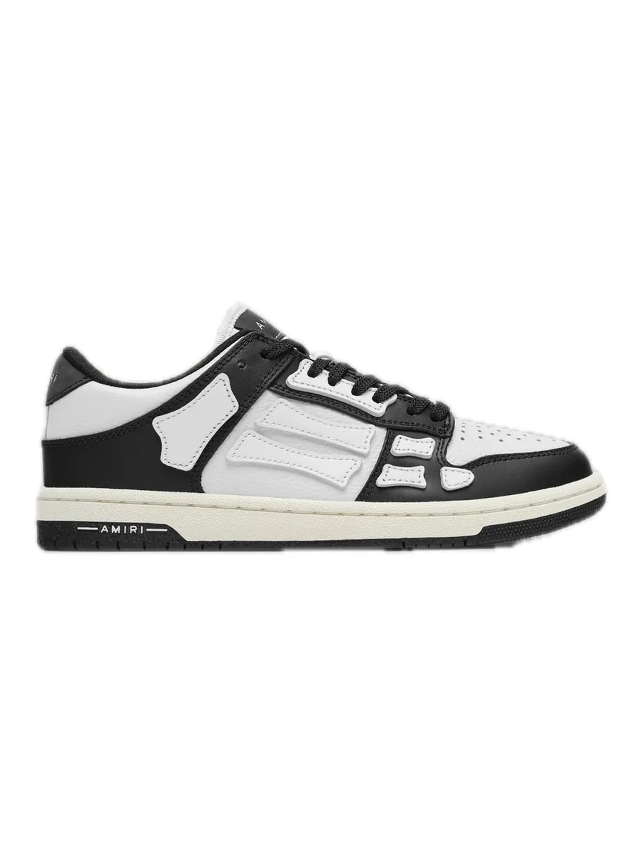 Black and White Leather Low-Top Sneaker, side view