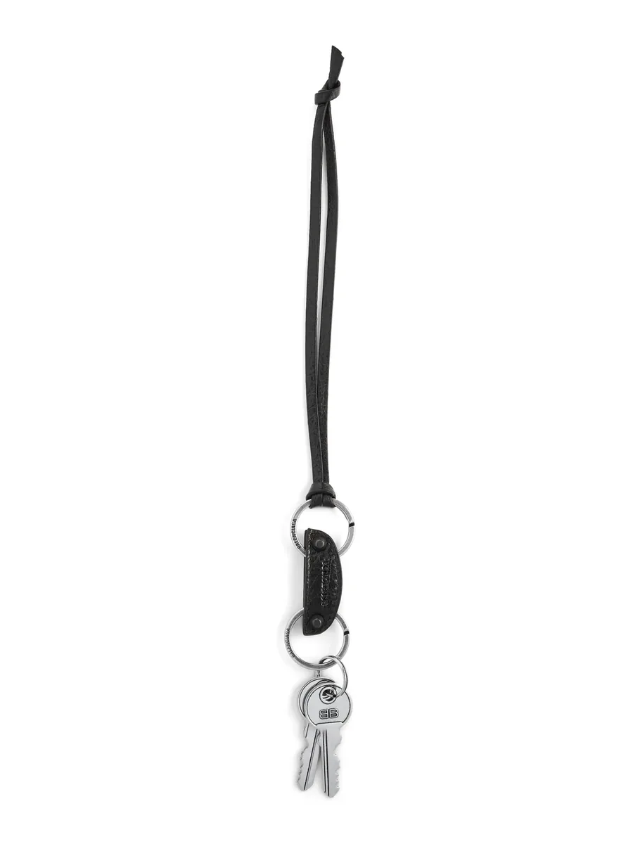 Black Leather Key Ring, front view