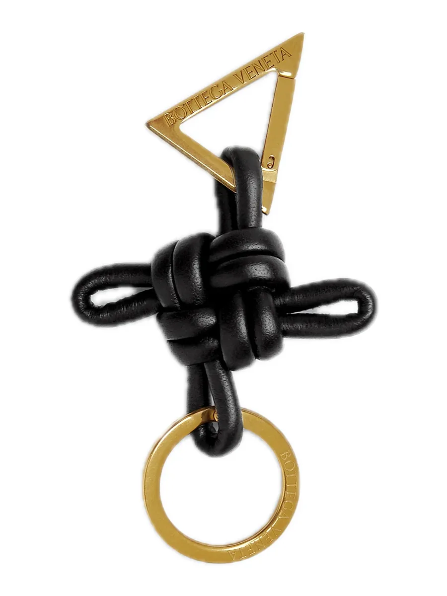 Black Leather Key Ring, front view