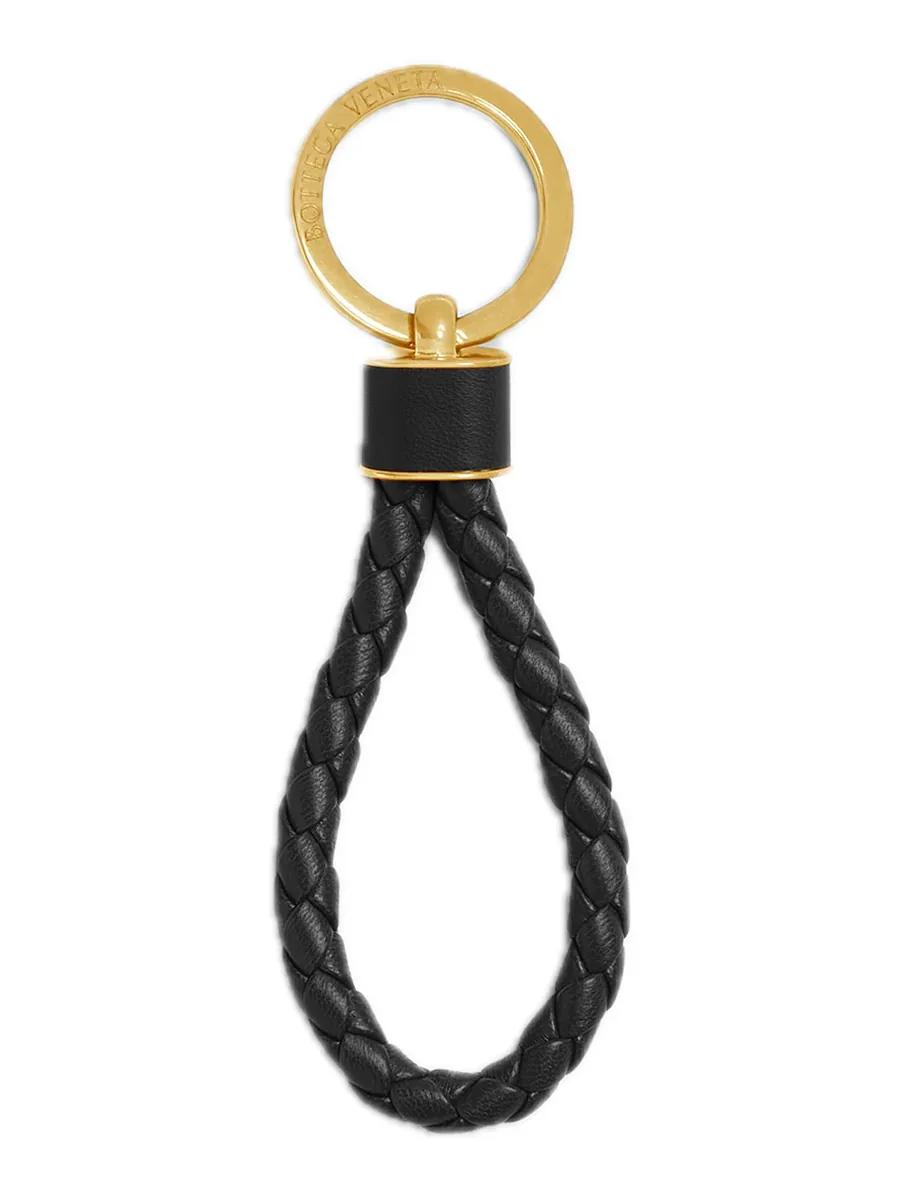 Black Leather Key Ring, front view