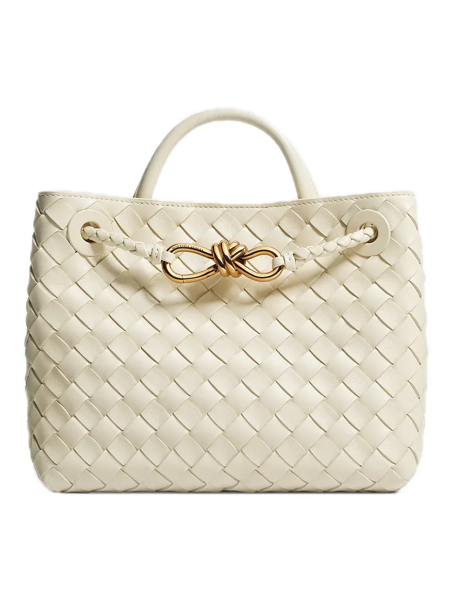 Off-White Woven Leather Top-Handle Bag, front view