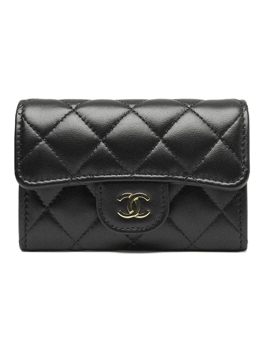 Black Leather Card Case, front view