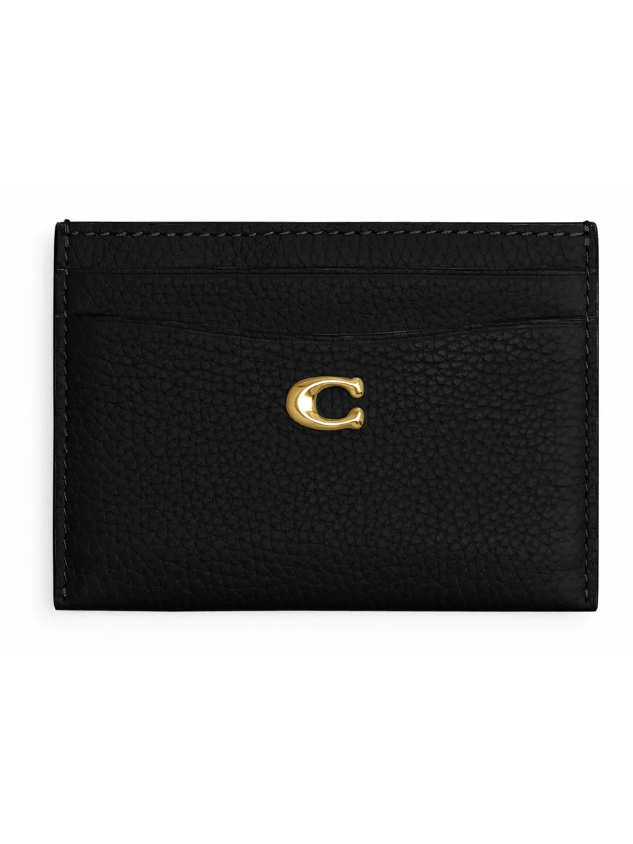 Black Leather Card Case, front view