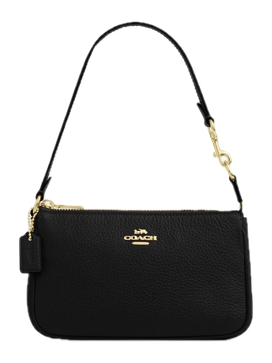 Black Pebble Leather Mini Shoulder Bag, front view