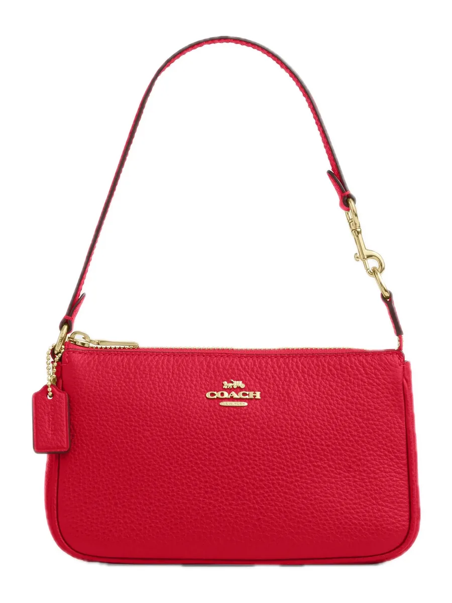 Carnation Red Pebble Leather Mini Shoulder Bag, front view