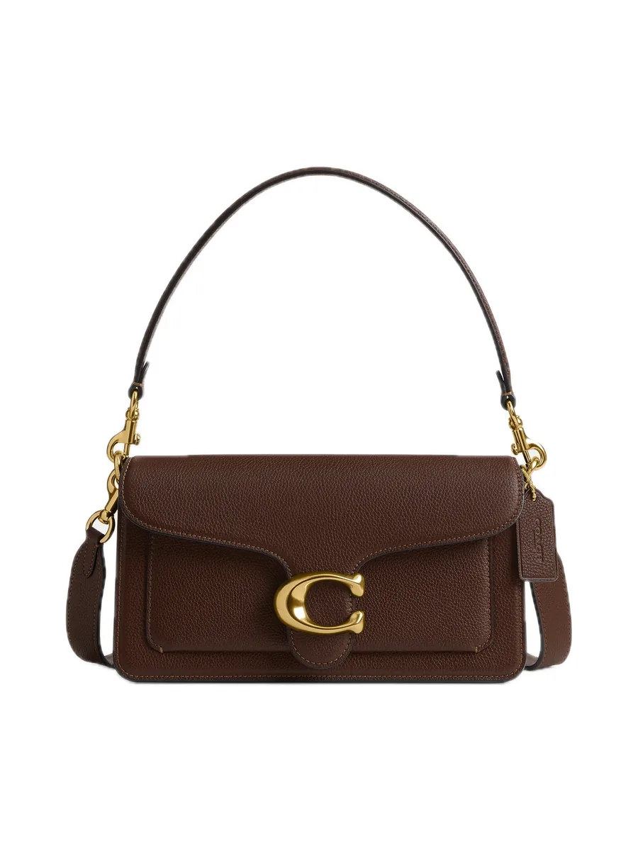 Maple Brown Pebble Leather Shoulder Bag, front view