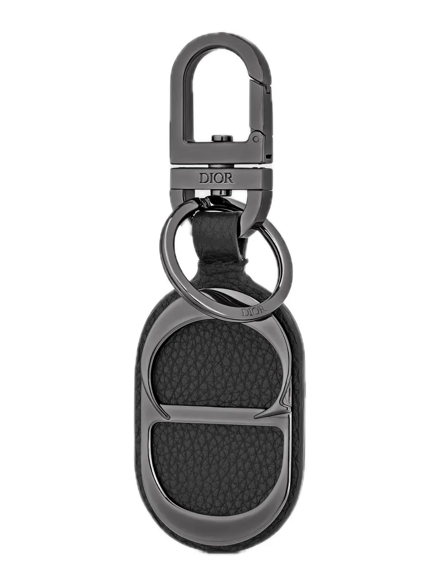 Black Leather Key Ring, front view