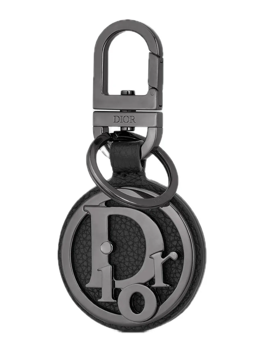 Black Leather Key Ring, front view