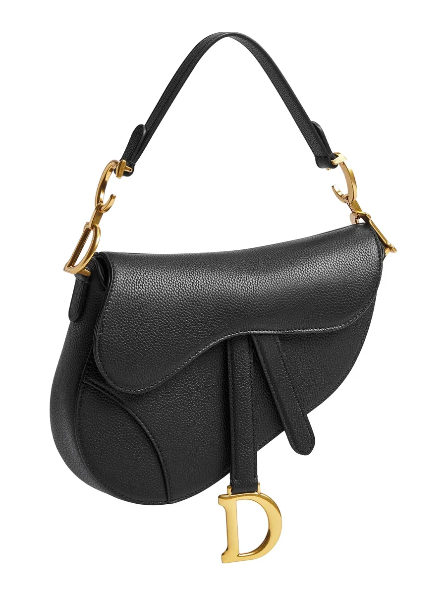 Small Black Grained Calfskin Top-Handle Bag, front view