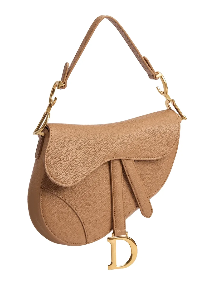 Small Camel Grained Calfskin Top-Handle Bag, front view