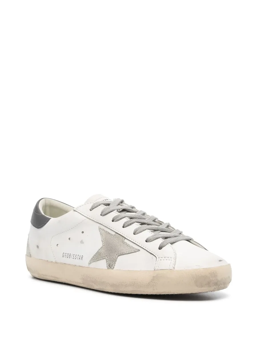 White Leather Distressed Sneaker, three-quarter view