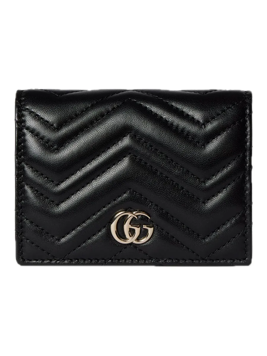 Black Leather Compact Wallet, front view