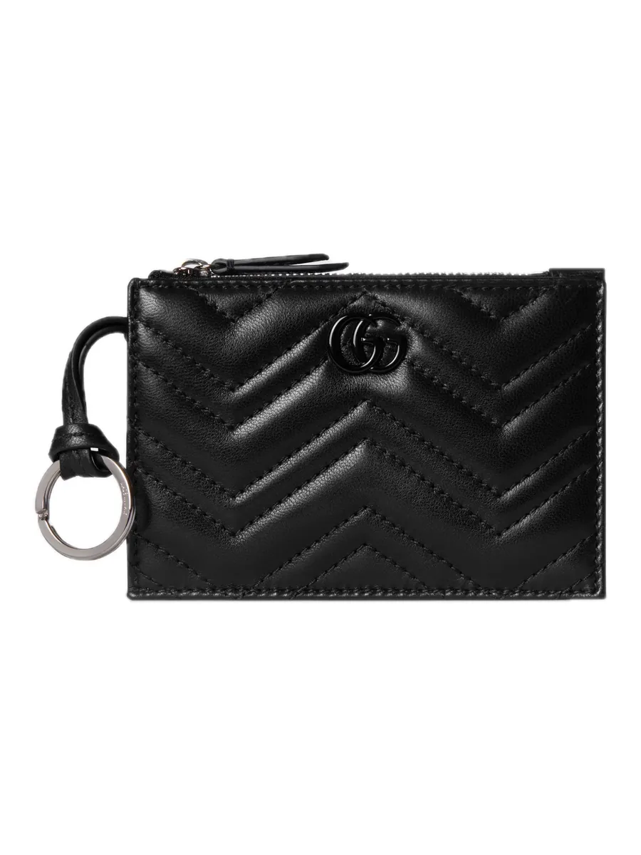 Black Leather Key Ring, front view
