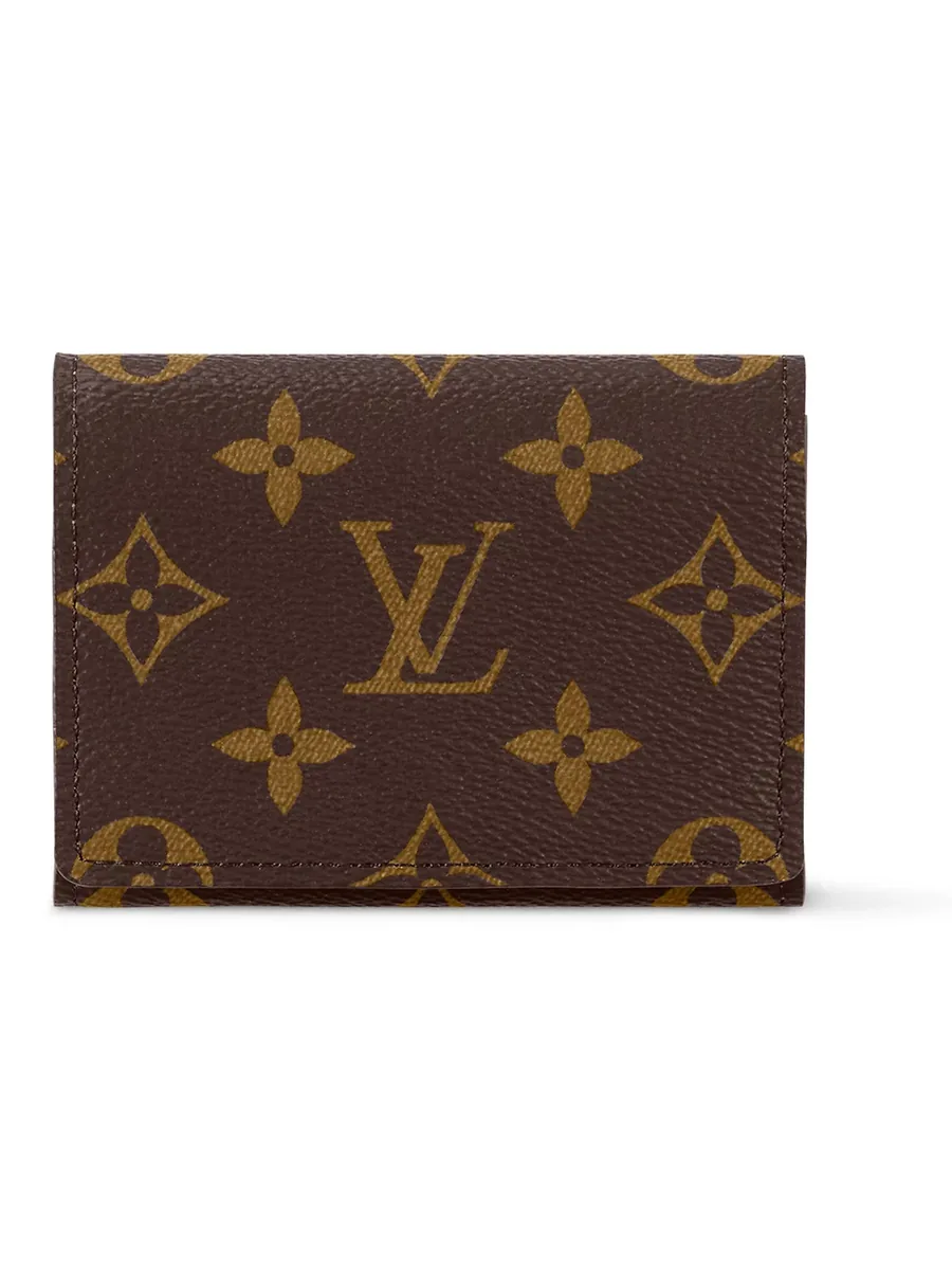 Brown Coated Canvas Card Case, front view