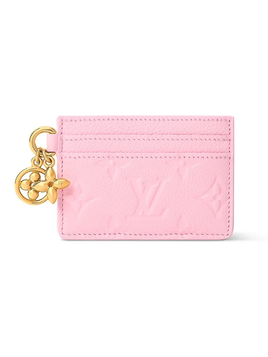 Pink Leather Card Case, front view