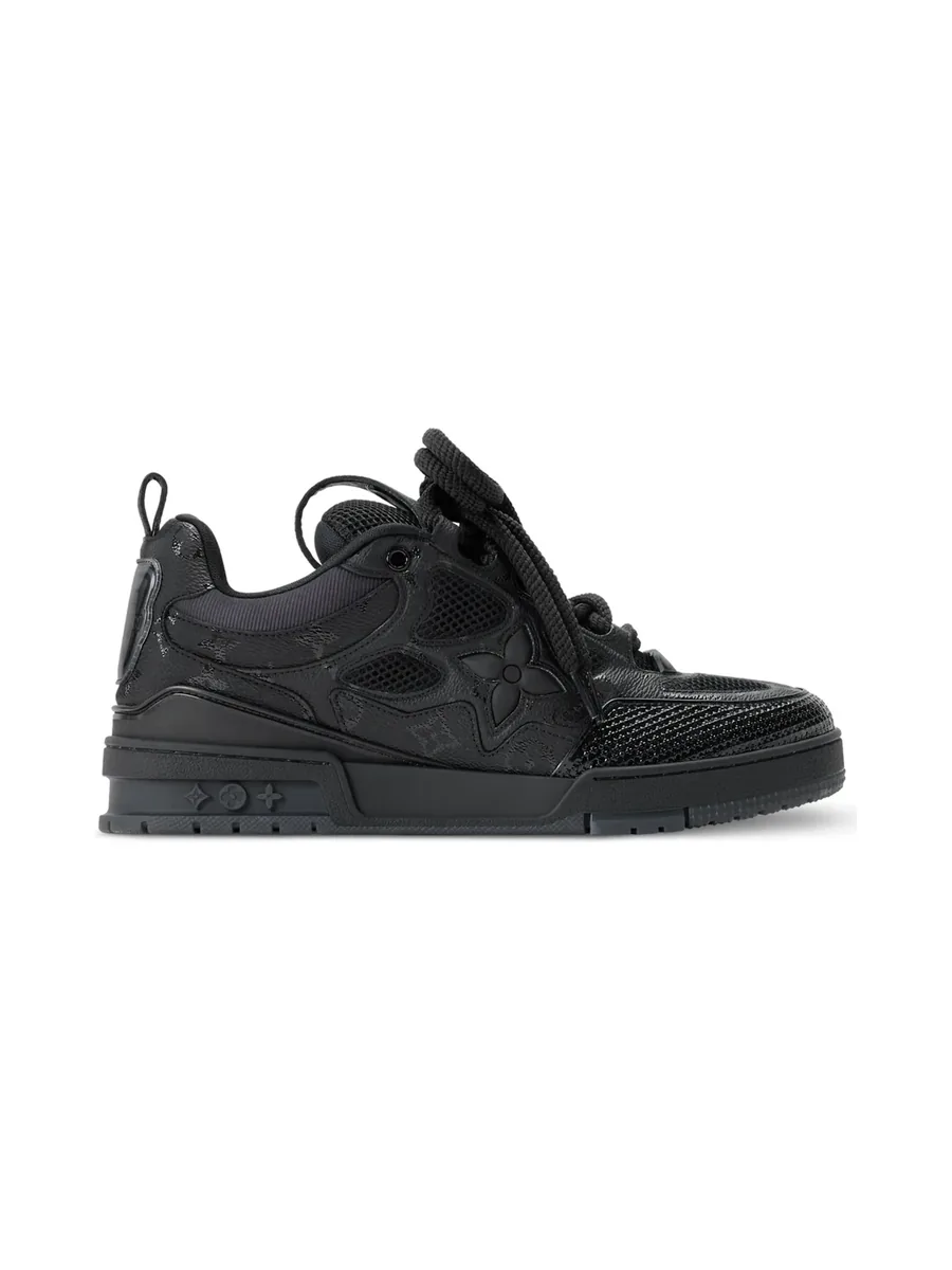 Black Grained Leather Sneaker, side view