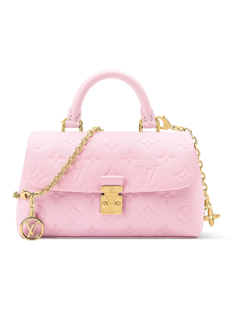 Pink Embossed Leather Mini Top-Handle Bag, front view