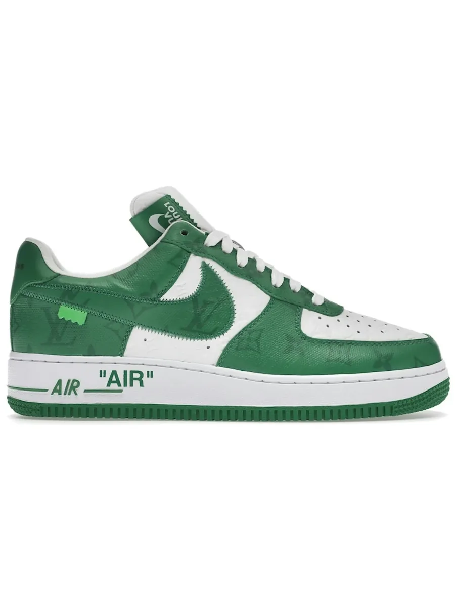 White and Green Leather Low-Top Sneaker, side view