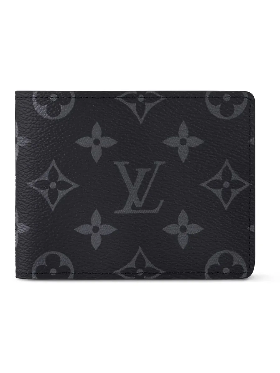 Black Coated Canvas Compact Wallet, front view