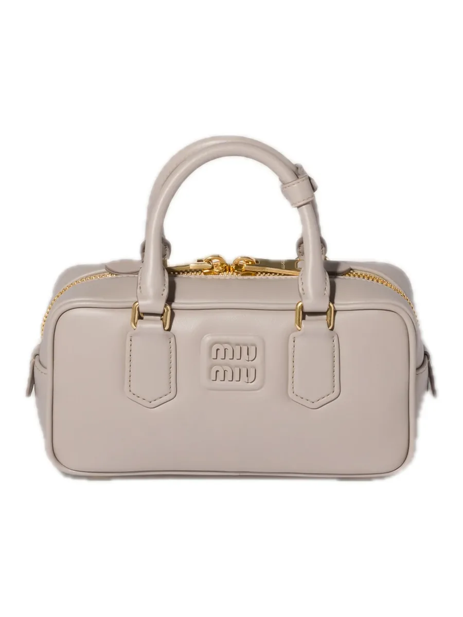 Pumice Stone padded leather top-handle bag, front view