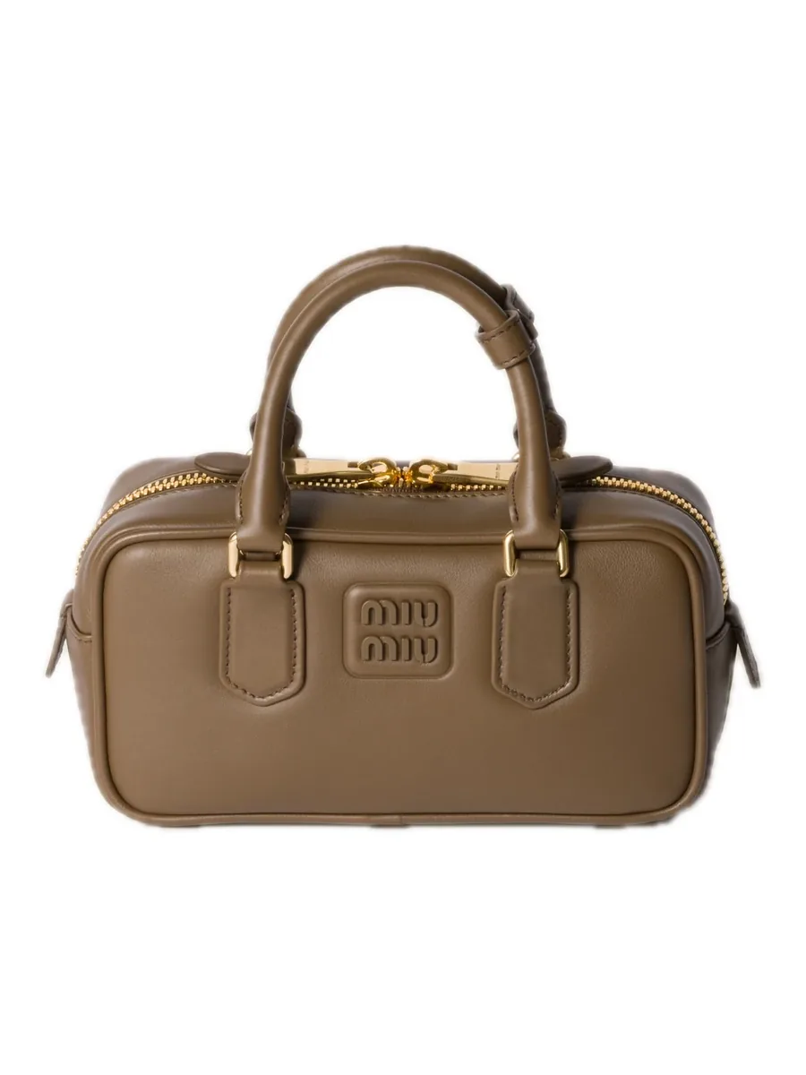 Tundra padded leather top-handle bag, front view