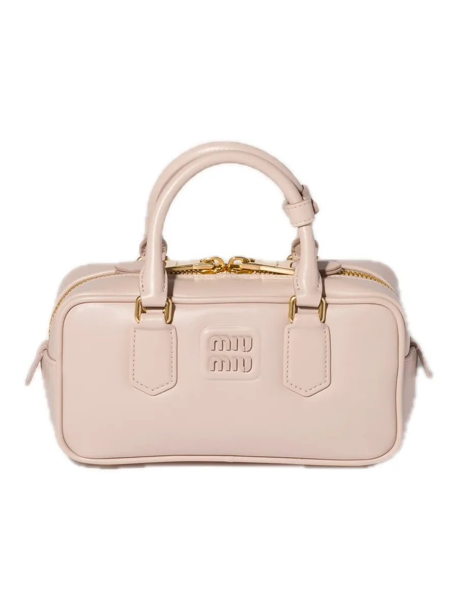 Water Lily padded leather top-handle bag, front view