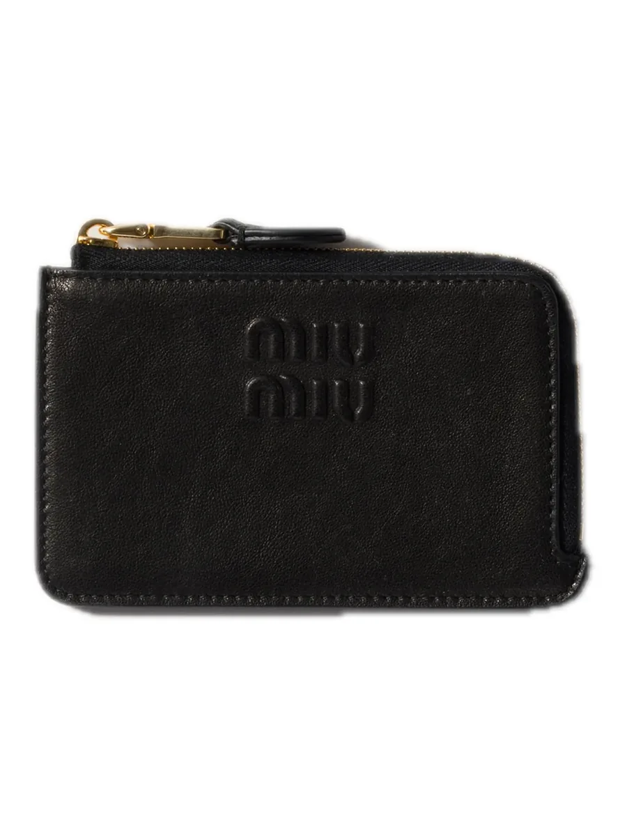 Black Leather Card Case, front view