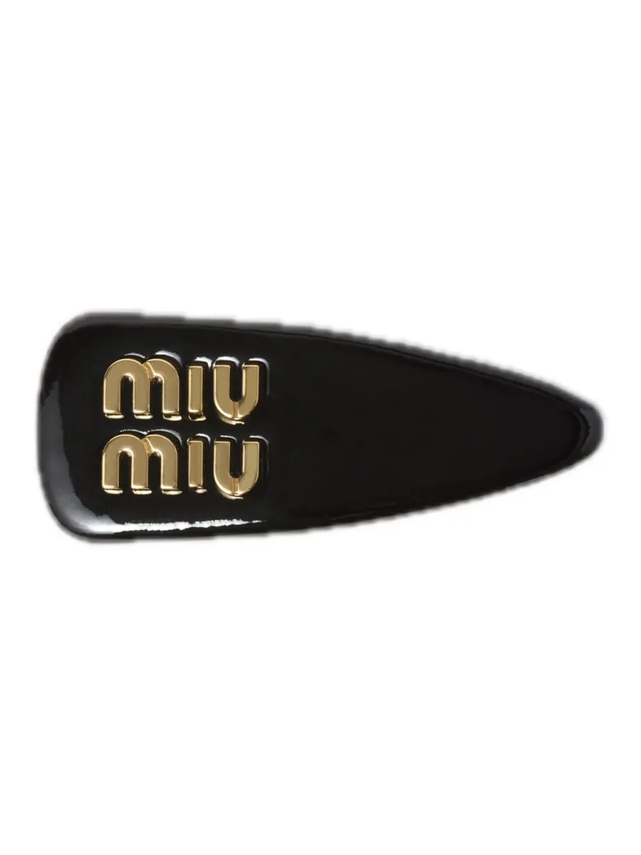 Black Leather Hair Clip, front view