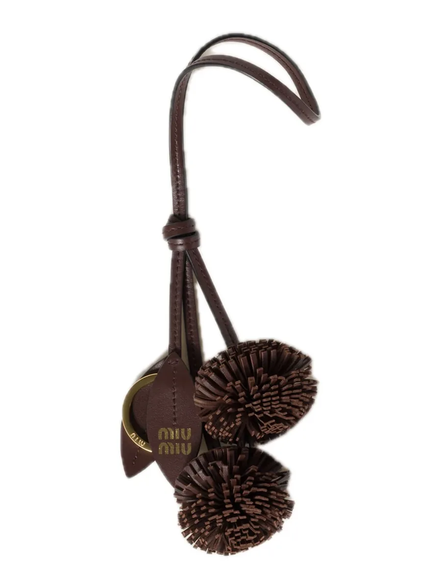 Brown Leather Key Ring, front view