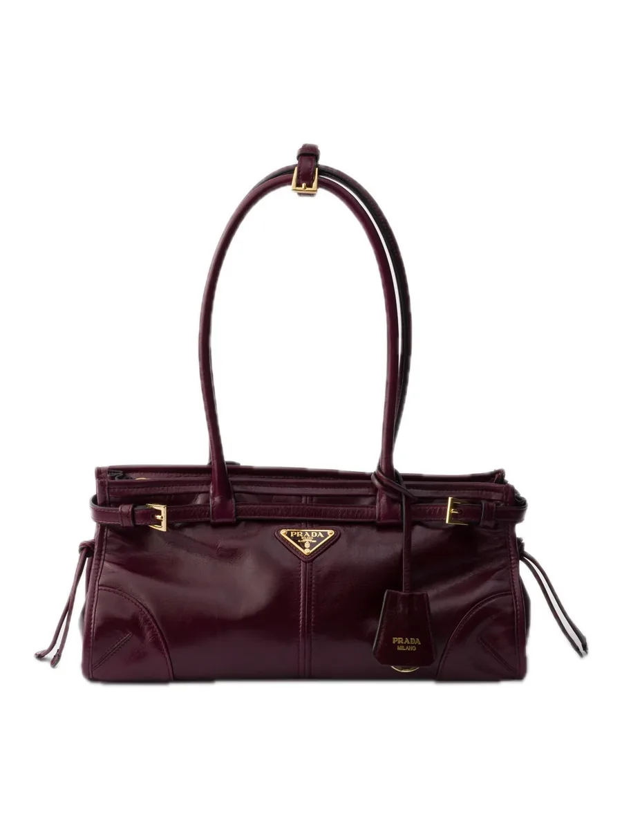 Burgundy Leather Top-Handle Bag, front view