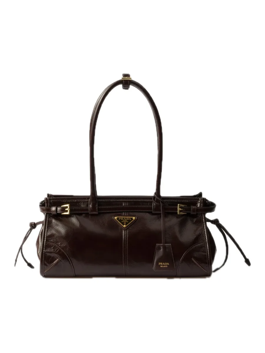 Dark Brown Leather Top-Handle Bag, front view