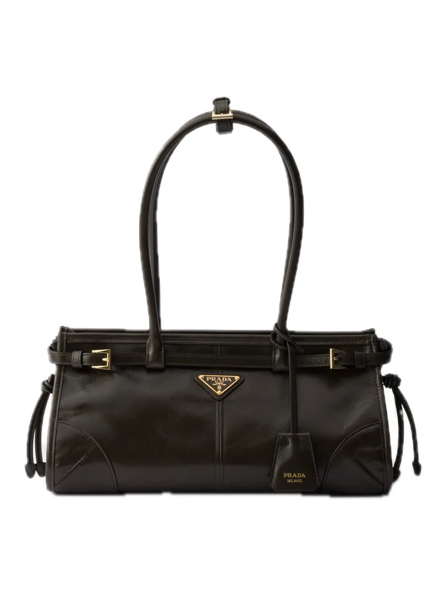 Forest Green Leather Top-Handle Bag, front view