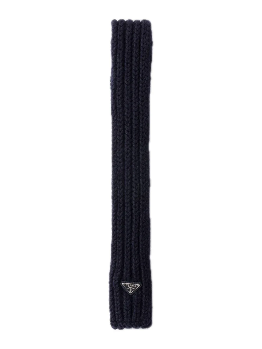 Navy Wool Scarf, front view
