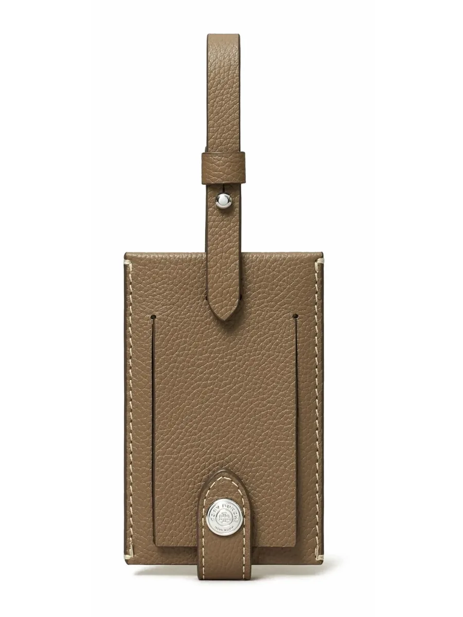 Brown Leather Luggage Tag, front view