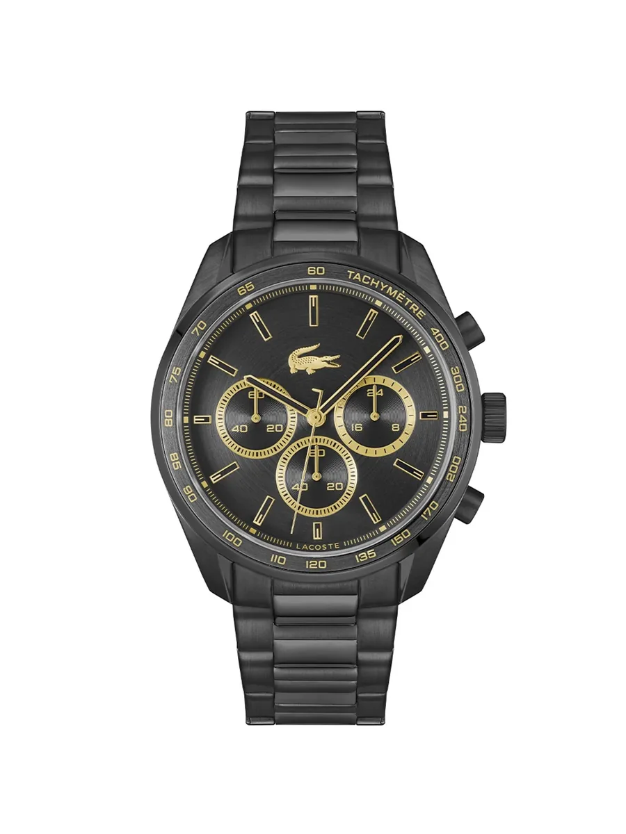 Black 42mm Chronograph Watch, front view