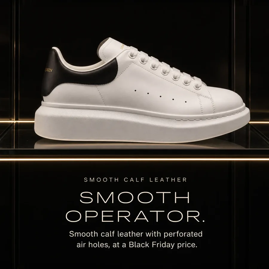 Smooth operator: smooth calf leather with perforated air holes, at a Black Friday price.