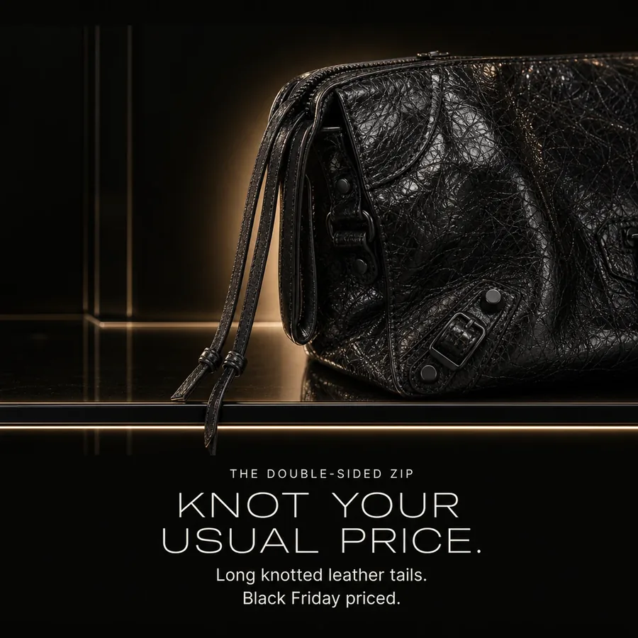 The double-sided zip: knot your usual price. Long knotted leather tails, Black Friday priced.