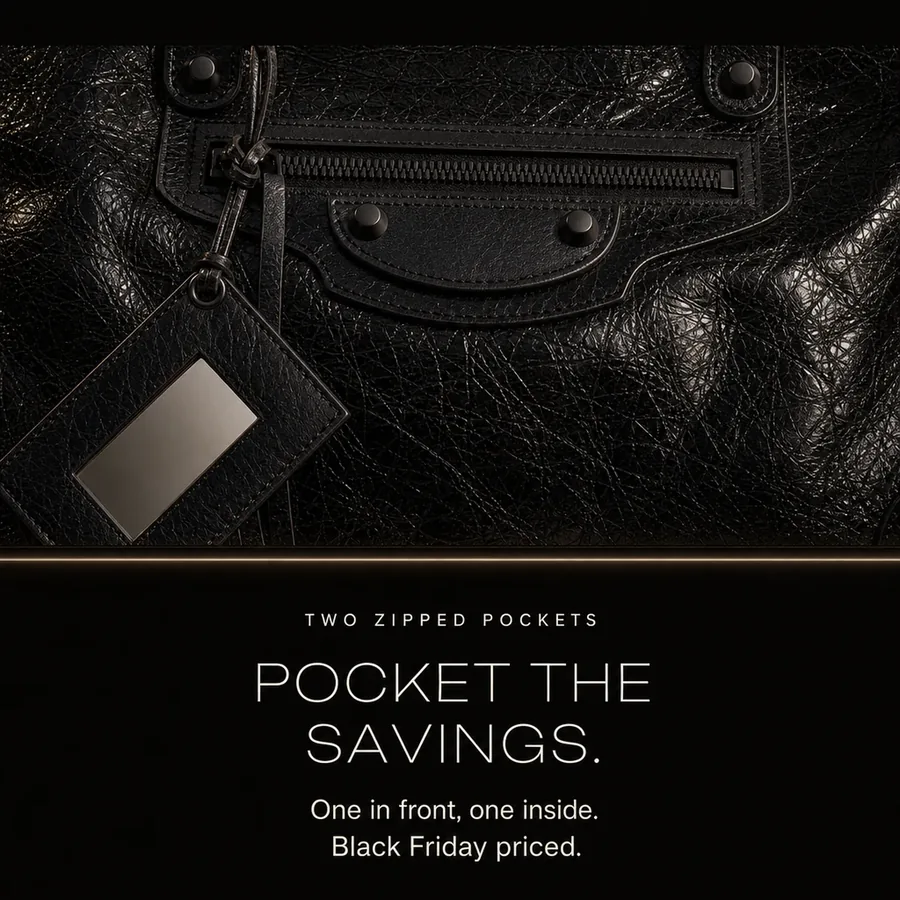 Two zipped pockets: pocket the savings. One in front, one inside, Black Friday priced.