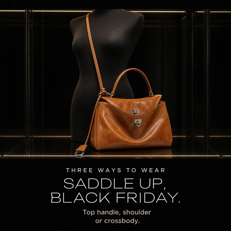 Saddle up, Black Friday: the Rodeo worn as a top-handle, shoulder or crossbody bag.