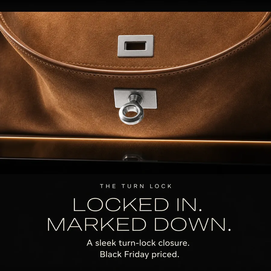 Locked in, marked down: the Rodeo's sleek turn-lock closure, Black Friday priced.